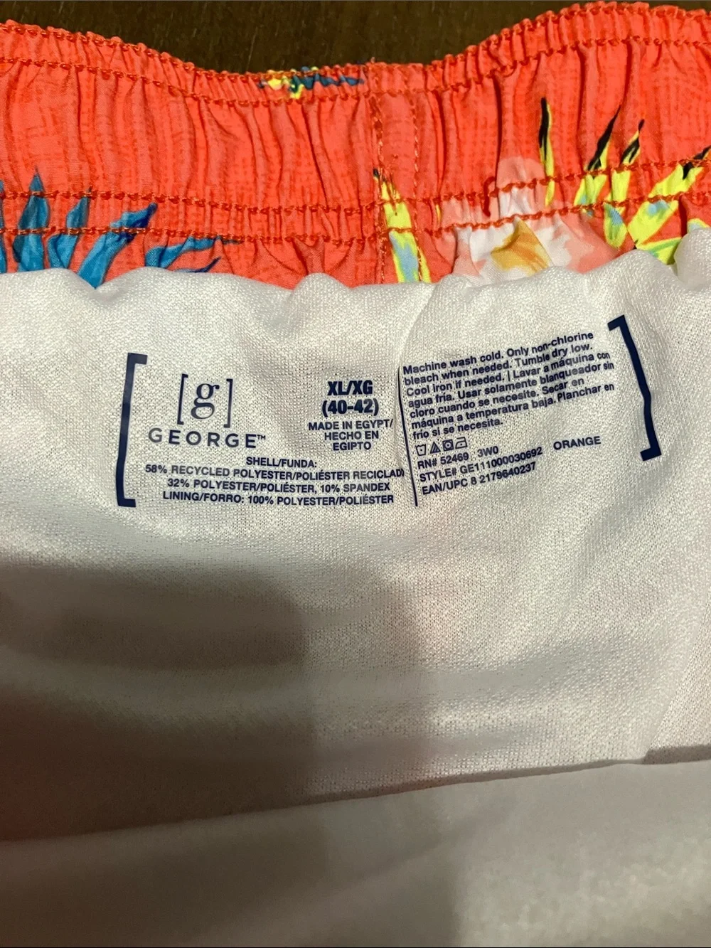 George Coral Swim Trunks with Blue Floral Print